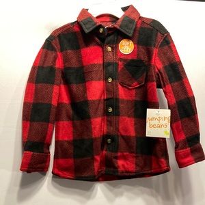 NWT boys soft & cozy plaid lumberjack shirt sz. 3T      red & black classic